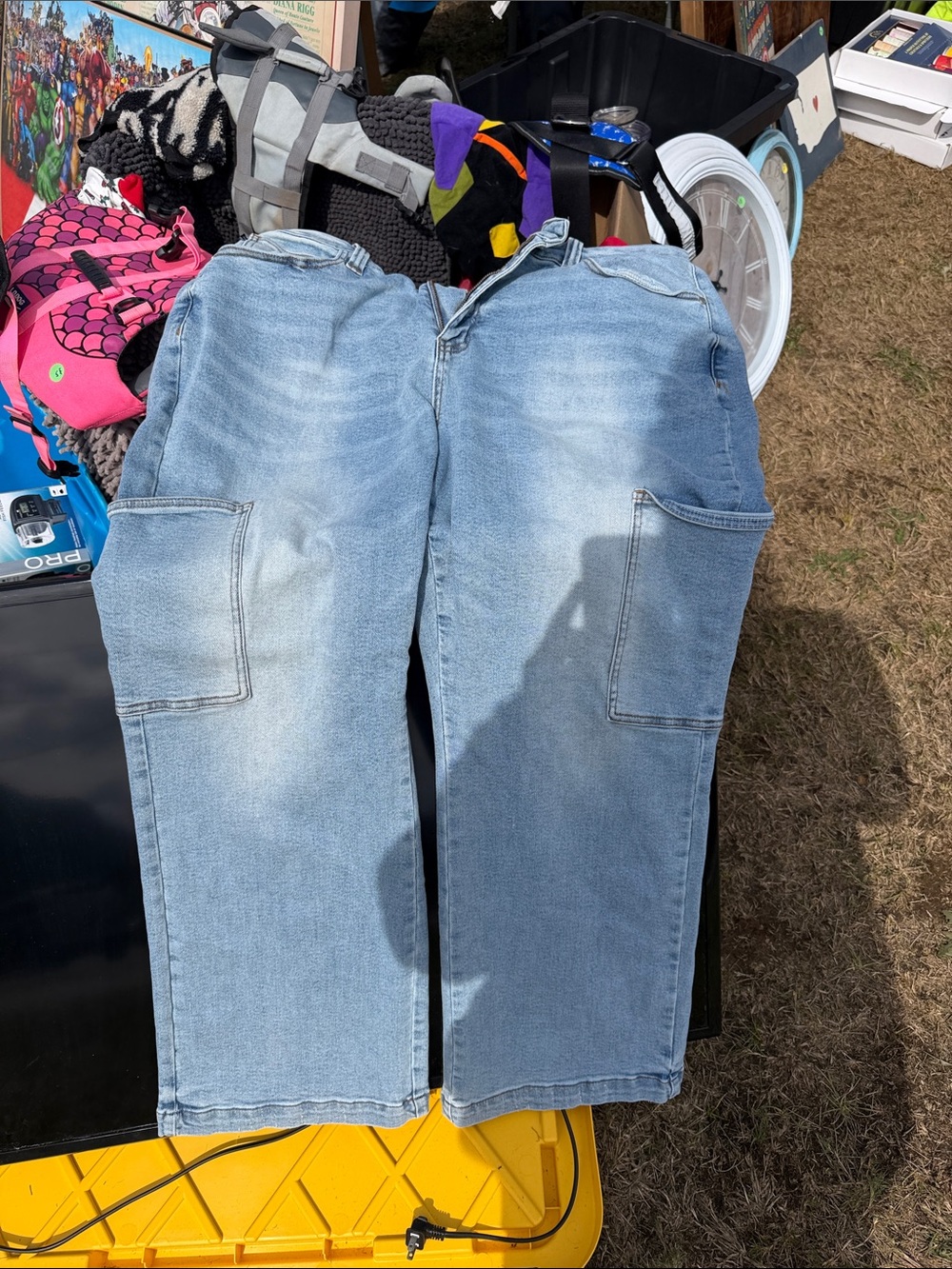Judy Blue Light Blue Wide Leg Cargo Jeans